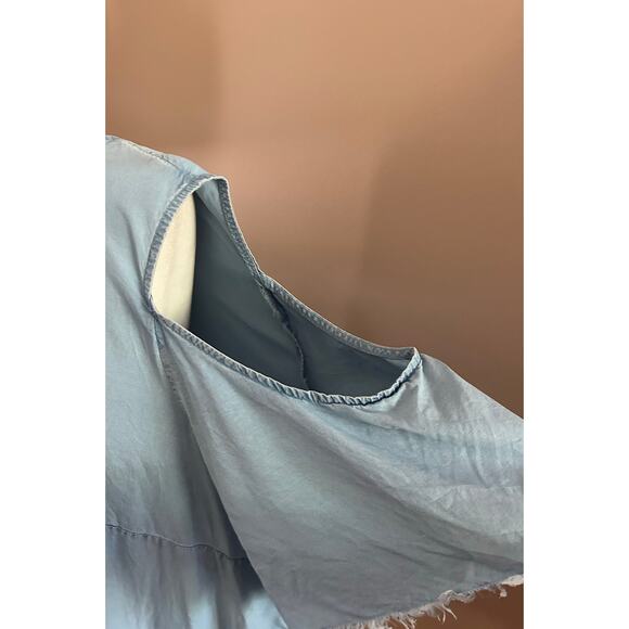 J. Jill Denim Blue 100% Tencel Cold Shoulder Raw Hem, Size 2X - Picture 2 of 6